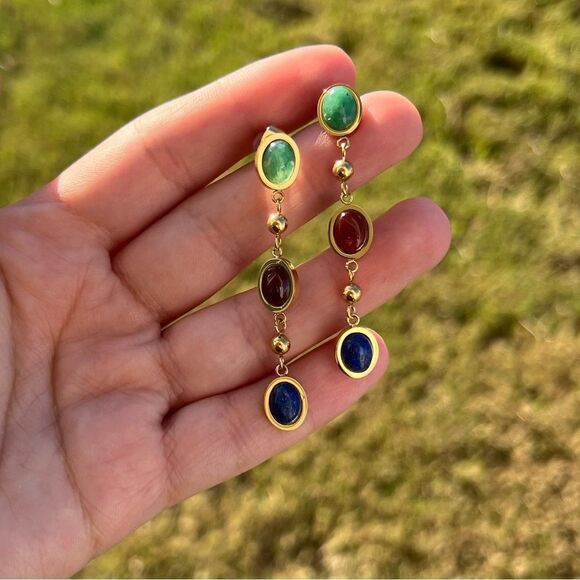 Anthropologie Multicolored Dangle Earrings With Gold Plating - Picture 10 of 10